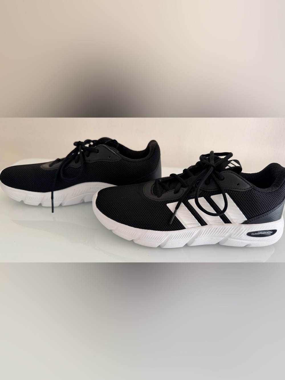 Adidas Women Black Athletic Lace-Up Sneakers with White Sole
